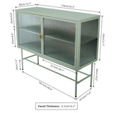 English Elm Mint Green Sideboard Storage Cabinet With Two Fluted Glass Doors Detachable Shelves Bottom Space For Living Room, Office, Dinging Room and Entryway (Old Sku:W68743733)