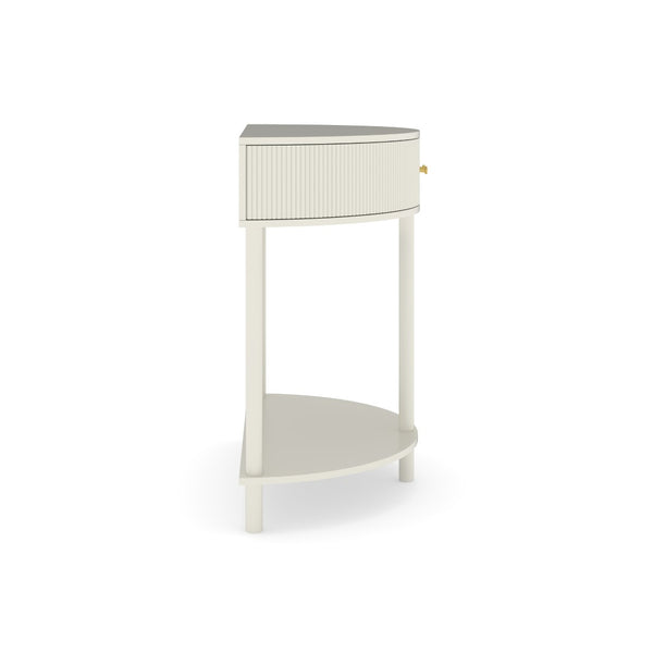 English Elm Artisan-crafted Demi-lune Console Sculptural Wave Drawers Vanilla Lacquer Hallway Accent Cream White W2557P329370