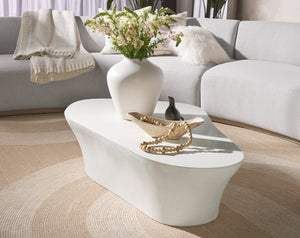 Sunpan Dali Coffee Table - Stunning White Concrete Design with Unique Curves for Indoor and Outdoor Elegance