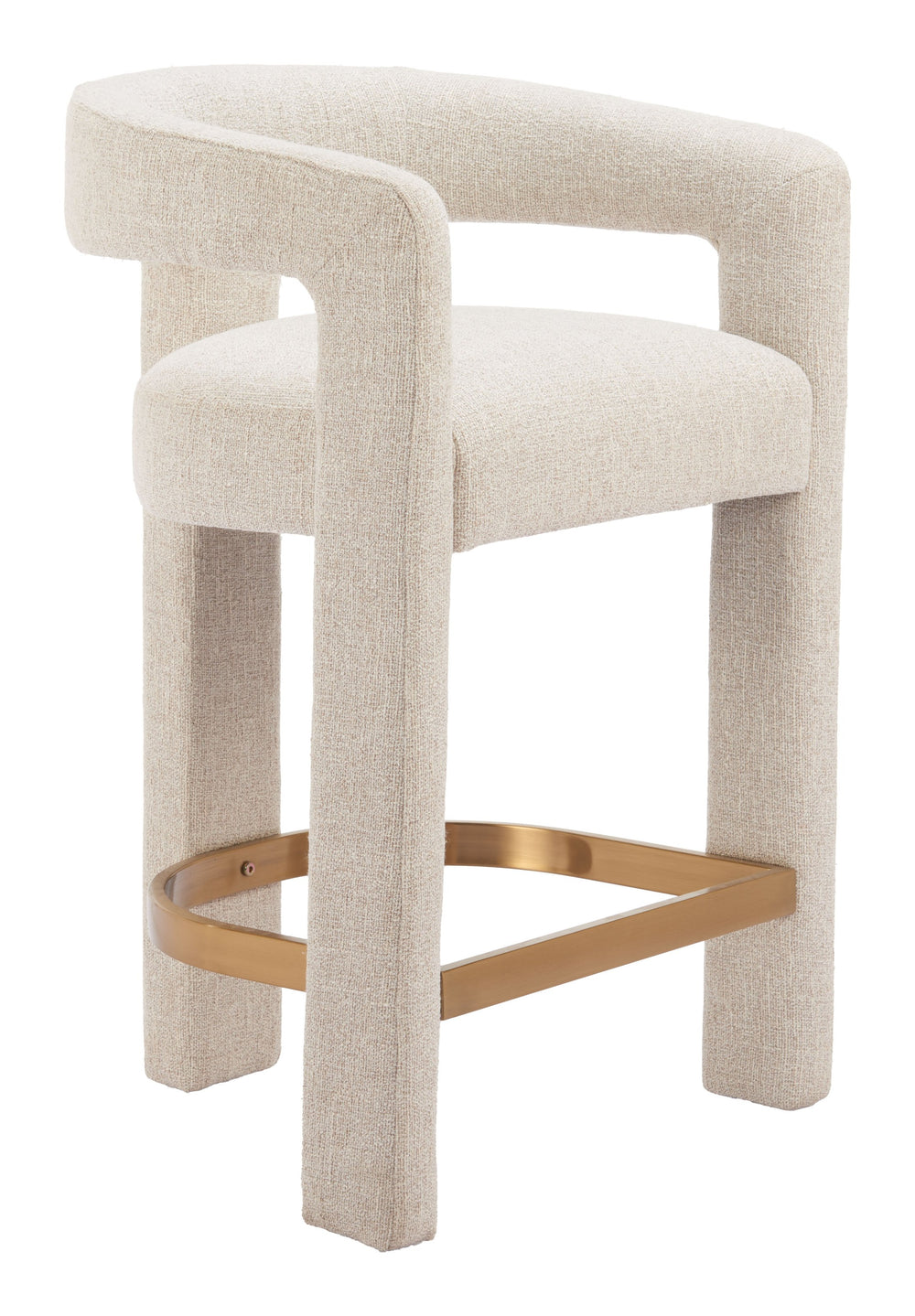 Zuo Modern Saiko Counter Stool Beige - Modern Boho-inspired Design In Premium Fabric For Versatile Elegance Beige 100% Polyester,Plywood,Steel 110649-zuo-modern