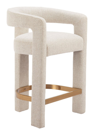 Zuo Modern Saiko Counter Stool Beige - Modern Boho-inspired Design In Premium Fabric For Versatile Elegance Beige 100% Polyester,Plywood,Steel 110649-zuo-modern