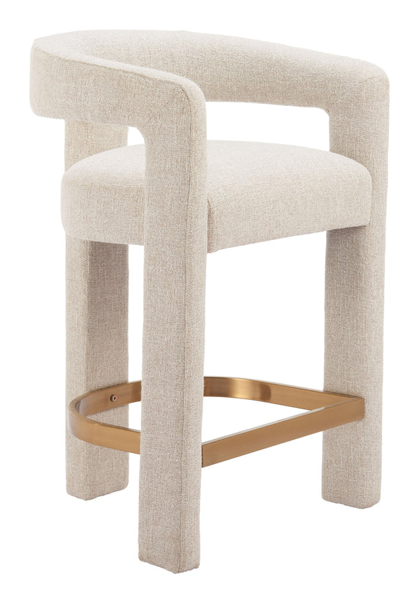 Zuo Modern Saiko Counter Stool Beige - Modern Boho-inspired Design In Premium Fabric For Versatile Elegance Beige 100% Polyester,Plywood,Steel 110649-zuo-modern