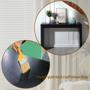 English Elm Modern Black Console Table With Ribbed Front Design - Sleek Entryway, Hallway, Or Living Room Accent W2729P199006