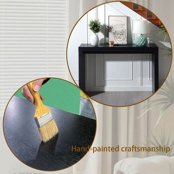 English Elm Modern Black Console Table With Ribbed Front Design - Sleek Entryway, Hallway, Or Living Room Accent W2729P199006