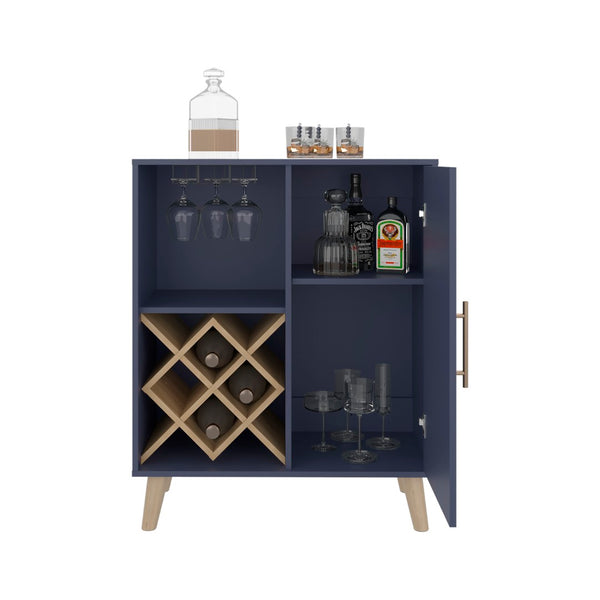 English Elm Angela Wine Rack Bar Cabinet with Open Shelving and Scratch Resistant Melamine Finish B128P398868