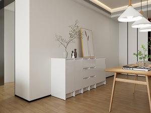 English Elm 72" Modular Freestanding Cabinet Glossy White Plywood Soft Close Bathroom Storage W999S00522