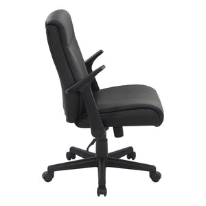 OSP Home Furnishings Mid Back Faux Leather Manager Chair with Lumbar Support and Pneumatic Height Adjust Black FL91201-U6