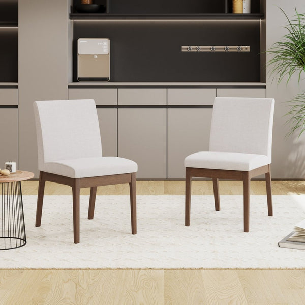 English Elm Set of 2 Upholstered Dining Chairs Rubberwood Legs Minimalist Modern Seating N759P288155K