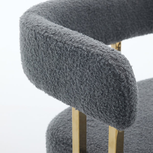 English Elm Ts Teddy Fleece Accent Chair Set of Two with Gold Square Legs for Glam Modern Spaces Gray W2311P412752