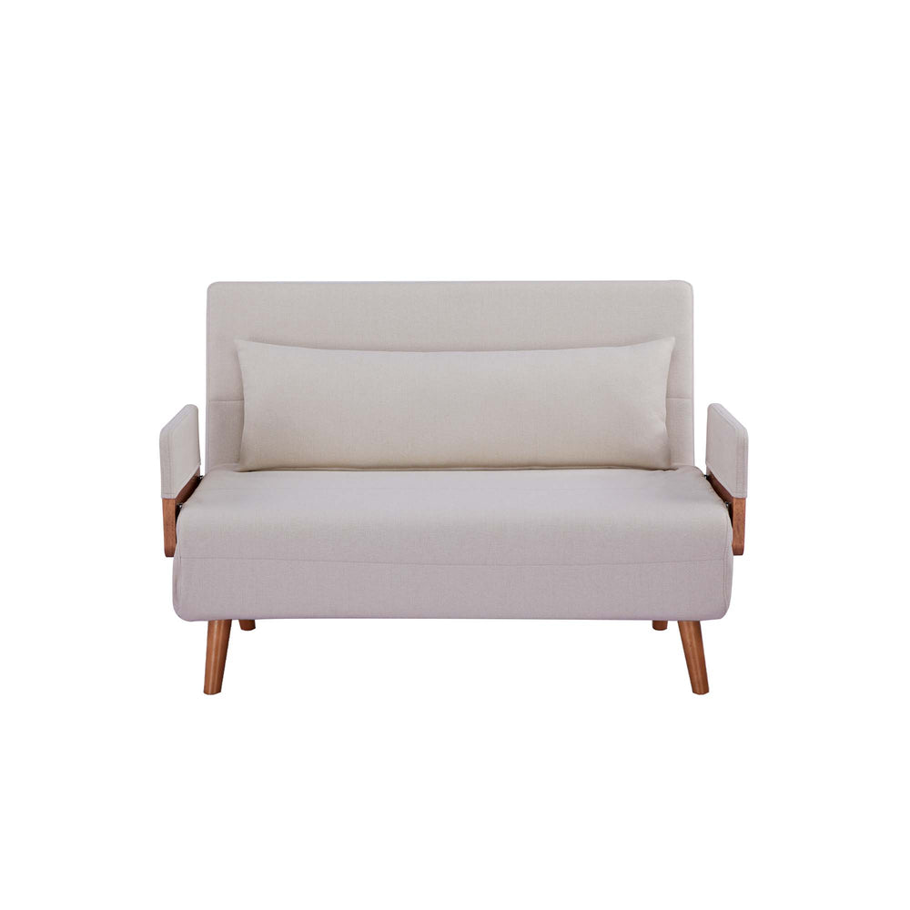 English Elm TRIO Extra Loveseat sleeper sofa bed converts in 10s with 3-position backrest, breathable linen, silent hinges for small spaces Beige W3391P325413