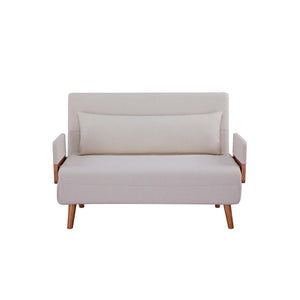 English Elm TRIO Extra Loveseat sleeper sofa bed converts in 10s with 3-position backrest, breathable linen, silent hinges for small spaces Beige W3391P325413