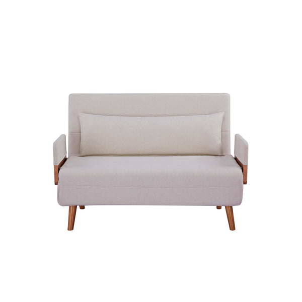 English Elm TRIO Extra Loveseat sleeper sofa bed converts in 10s with 3-position backrest, breathable linen, silent hinges for small spaces Beige W3391P325413