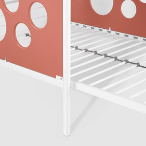 Devan Modern L-Shape Bunk Bed with Fun Cut-Out Panels - Space-Saving Design in White & Terracotta