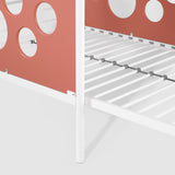 Devan Modern Contemporary 60" L-Shape Bunk Bed with Cut Out Panels - White/ Terracotta