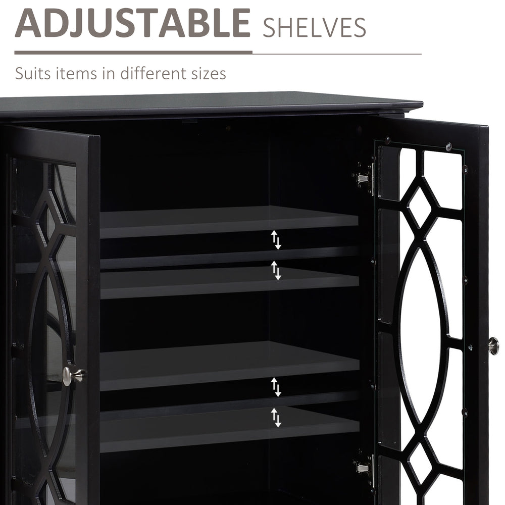 English Elm Homcom Elegant Sideboard Buffet Cabinet With Glass Doors, Adjustable Shelves For Stylish Storage Solutions W2225P229409