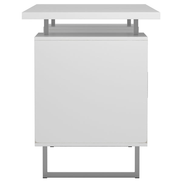 English Elm 1pc Contemporary Sleek Desk 47.25" Compact Home Office Table with Reversible Drawer and File Storage White 63.5 L x 26 W x 6.31 H B011P362566