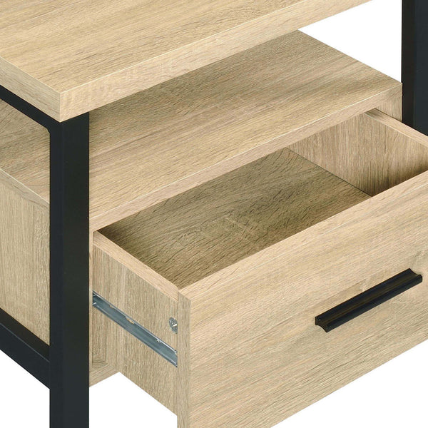 English Elm Oak Slim 1-Drawer Accent Table with Open Shelf and Metal Legs - Versatile Nightstand for Living Room hallway décor B062P186480