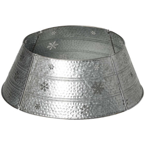 English Elm HOMCOM Steel Christmas Tree Collar Ring Skirt Cover for 7.5ft Trees, Durable Powder-Coated Guard, 26" x 9" Silver W2225P229117