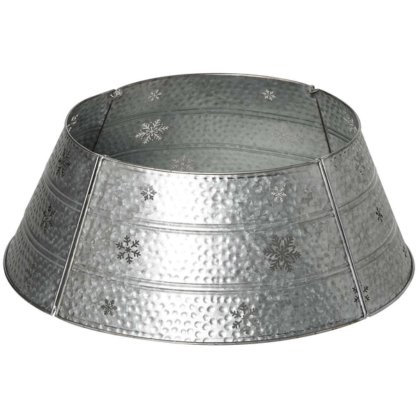 English Elm HOMCOM Steel Christmas Tree Collar Ring Skirt Cover for 7.5ft Trees, Durable Powder-Coated Guard, 26" x 9" Silver W2225P229117