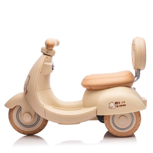 English Elm 12v Kids Electric Tricycle Toddler Ride on Scooter Wooden Handle Parental Remote Control Beige W1578P381432
