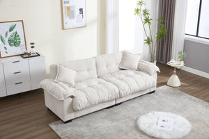 English Elm Casual Modern 3-Seater Sofa In Soft Beige Chenille – Comfortable, Stylish, And Easy To Assemble W2100S00210
