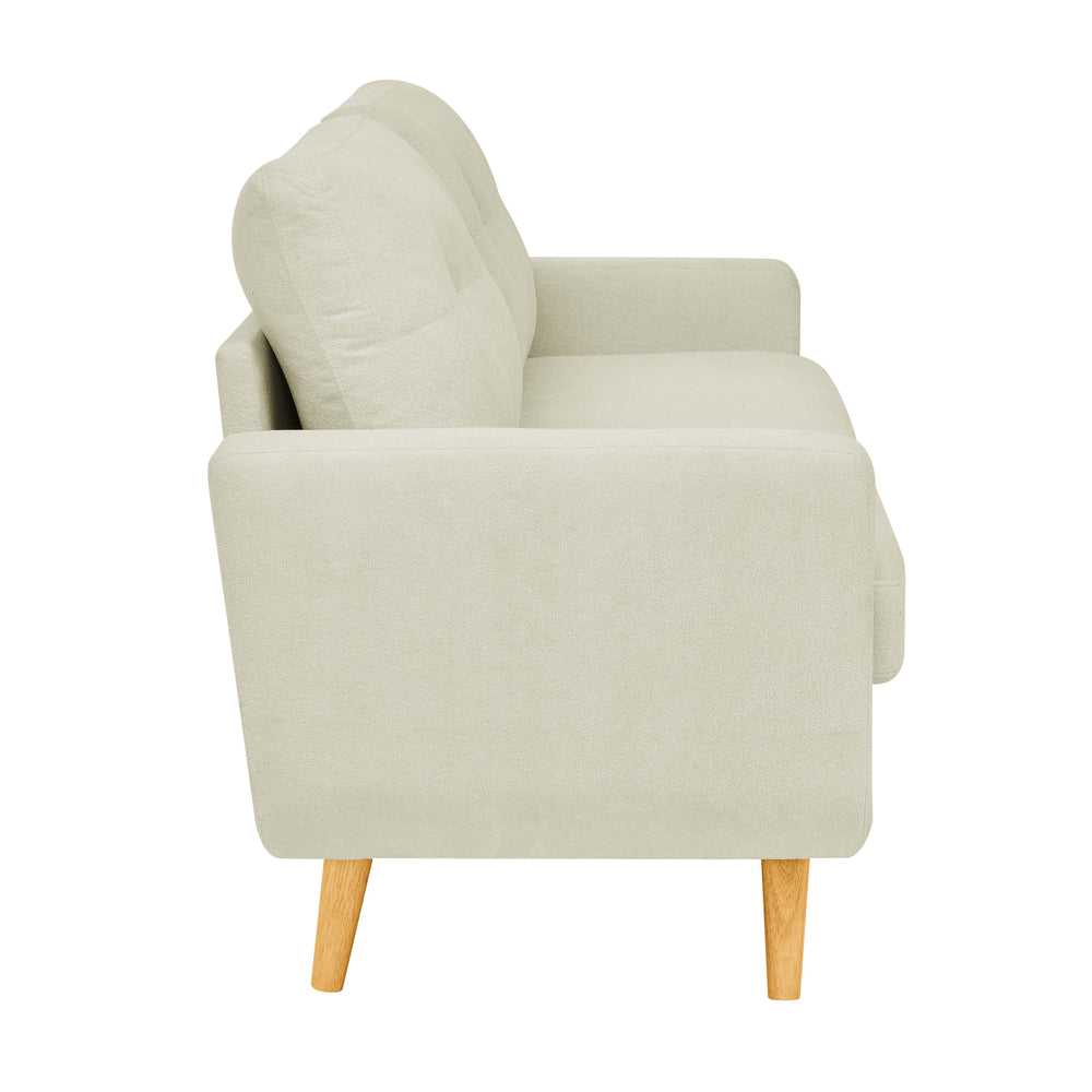 English Elm 67.7" Mid-Century Modern Tufted Upholstered Loveseat Sofa with Solid Wood Legs, Stylish Lounge Piece Cream B343P320253