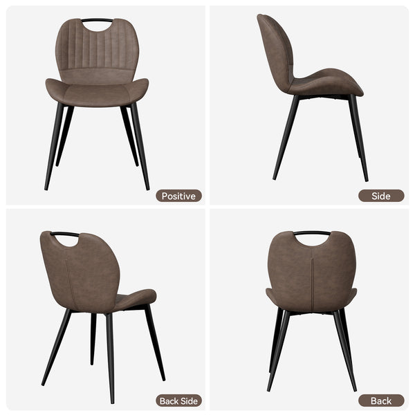 English Elm Dining Chair Set Of 2 - Modern Armless Pu Leather Chairs With Ergonomic Backrest & Solid Wood Legs T3950P396417