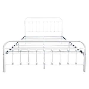 English Elm Metal Platform Bed Frame Queen White - Victorian Headboard, 450lb Support, No Box Spring, Storage W840P296694