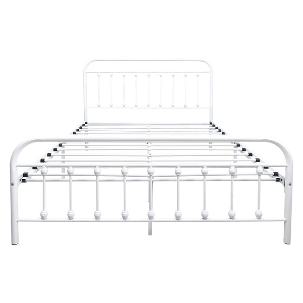 English Elm Metal Platform Bed Frame Queen White - Victorian Headboard, 450lb Support, No Box Spring, Storage W840P296694