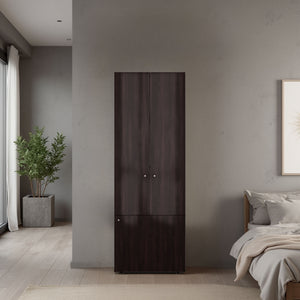 English Elm Home 3 Door Closet System - Stained Walnut Bedroom Storage with Hanging Rod, Adjustable Shelves, Durable Design B200P350345