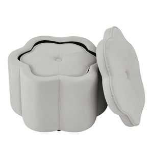 English Elm Set of 2 Flower Petal Velvet Storage Ottomans Sculptural Nesting Seating for Living Room Gray W2186P440354