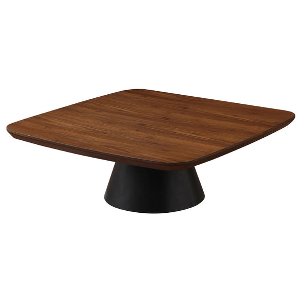 English Elm Duncan Walnut Veneer Two-piece Nesting Coffee Set with Matte Black Conical Bases B062S01486
