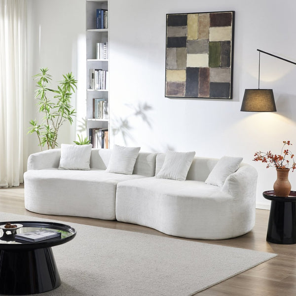 English Elm 111" L Shaped Cloud Sofa Plush Chenille Upholstered High Density Foam Apartment Living Room Beige W1669S00057