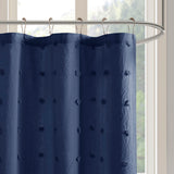 Urban Habitat Brooklyn Casual Cotton Jacquard Pom Pom Shower Curtain UH70-2312 Indigo Blue