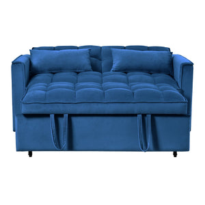 English Elm 3 in 1 Convertible Sleeper Sofa Bed Velvet Loveseat Futon with Pull-Out Bed, Pockets, Adjustable Back W2121P218083