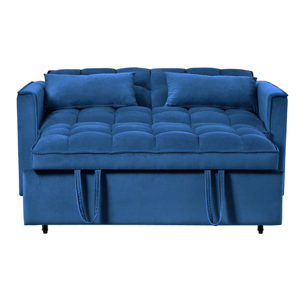 English Elm 3 in 1 Convertible Sleeper Sofa Bed Velvet Loveseat Futon with Pull-Out Bed, Pockets, Adjustable Back W2121P218083