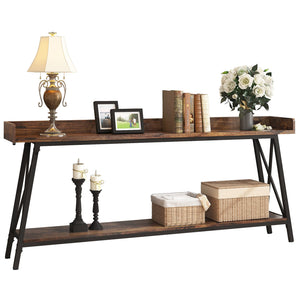 English Elm 70.87 Rustic Industrial Console Table 70.87in Long Sofa Table Behind Couch Narrow Hallway Bar Table W636P168048
