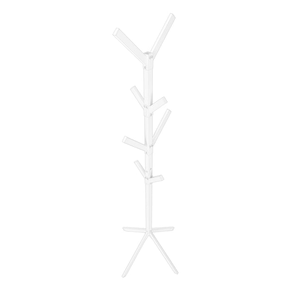 English Elm Coat 4-Tier Free-Standing Hall Tree with 8 Hooks and Sturdy 4-Prong Base for Entryway Organization and Style White 30 L x 9 W x 2 H B2710P218924