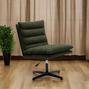 English Elm Green Teddy Fabric Swivel Accent Chair with Plush High-Density Foam, Wide Curved Mid-Century Lounge Seat W1164P239088