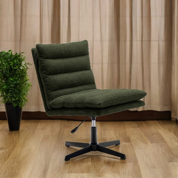 English Elm Green Teddy Fabric Swivel Accent Chair with Plush High-Density Foam, Wide Curved Mid-Century Lounge Seat W1164P239088