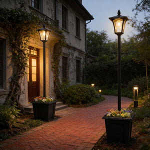 English Elm Solar Lamp Post Lights Vintage Lantern Style Dusk to Dawn Driveway Garden 2 Pack T3971P481652