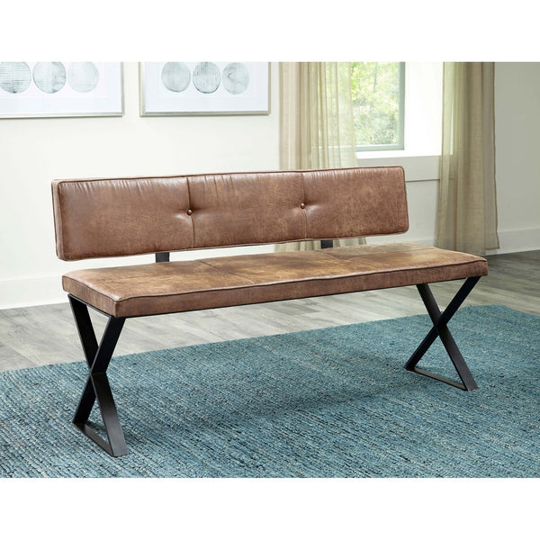 English Elm Carli Upholstered Dining Bench with Antique Brown Button Tufting and Matte Black Cross-Brace Legs, Stylish Entryway Seating (54" Wide) B062P353465