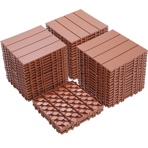 English Elm Plastic Interlocking Deck Tiles Hardwood Look Waterproof Patio Pool Outdoor 44 Sqft W2882P204558