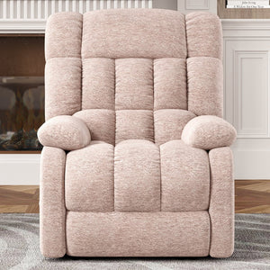 English Elm Recliner Upholstered PU Leather Rocker with Side Pocket, Ergonomic 110°–160° Adjustable Reclining Seat with Footrest, Sturdy Metal Frame for Living Room Comfort Beige T3623P380405