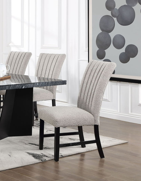 English Elm Unique Gray Boucle Parson Chairs Set of 2 with Vertical Pleats, Black Wood Legs, Modern Dining Accent B011P234754