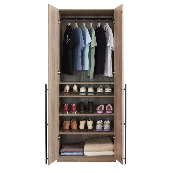 English Elm Lee 32" Rustic Gray Wardrobe Closet – Stylish, Space-Saving Storage With Soft-Close Hinges & Easy Assembly B365S00134
