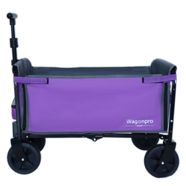 English Elm All-in-one Folding Camping Wagon with Bench Seating Storage and Pet Tether Outdoor Purple W2932P312714