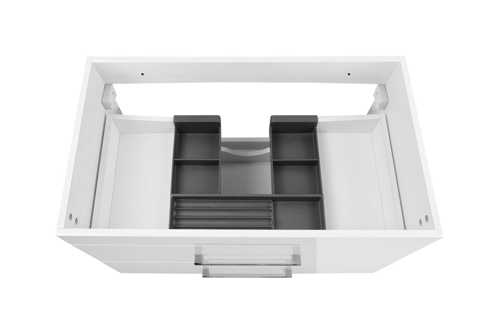English Elm 32-Inch Wall-Mounted Bathroom Vanity - Modern Glossy White Design With Soft-Close Drawers & Sink W3151S00004