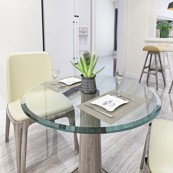 English Elm 32" Round Tempered Glass Table Top - 1/2" Thick Beveled Edge For Stylish, Low-Maintenance Elegance W241P248444
