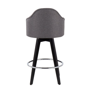 English Elm Ahoy 26" Contemporary Fixed-Height Counter Stools With Grey Fabric Seat & Chrome Footrest - Set Of 2 B202S00161